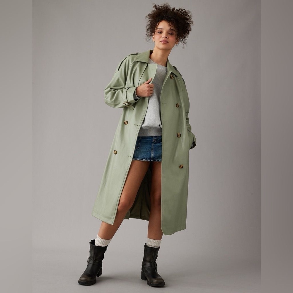 Vegan Leather Trench Coat | American Eagle